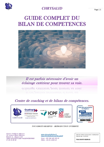 GUIDE COMPLET DU BILAN DE COMPETENCES